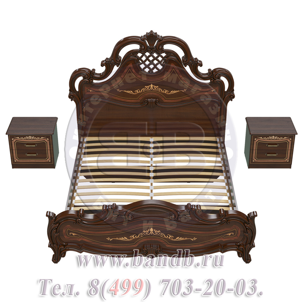 Кровать Грация 1600 с двумя прикроватными тумбами цвет орех тайский Картинка № 7