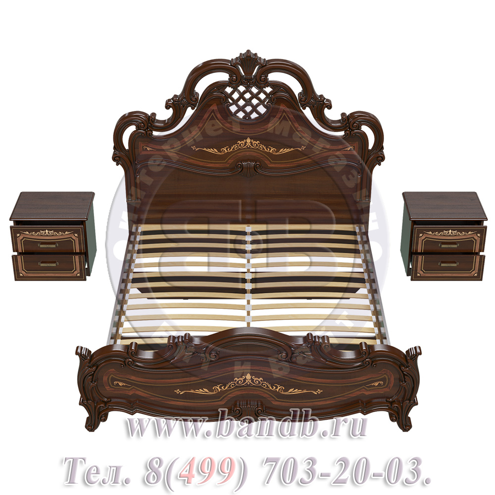 Кровать Грация 1600 с двумя прикроватными тумбами цвет орех тайский Картинка № 8