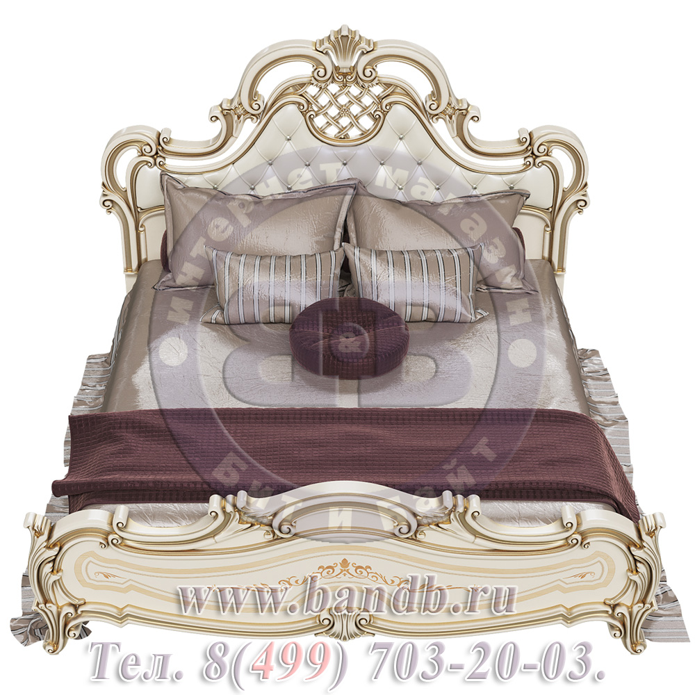 Двуспальная кровать 1800 с мягким изголовьем Грация цвет слоновая кость Картинка № 3