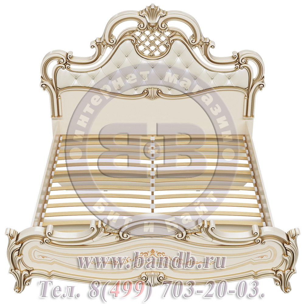 Двуспальная кровать 1800 с мягким изголовьем Грация цвет слоновая кость Картинка № 4