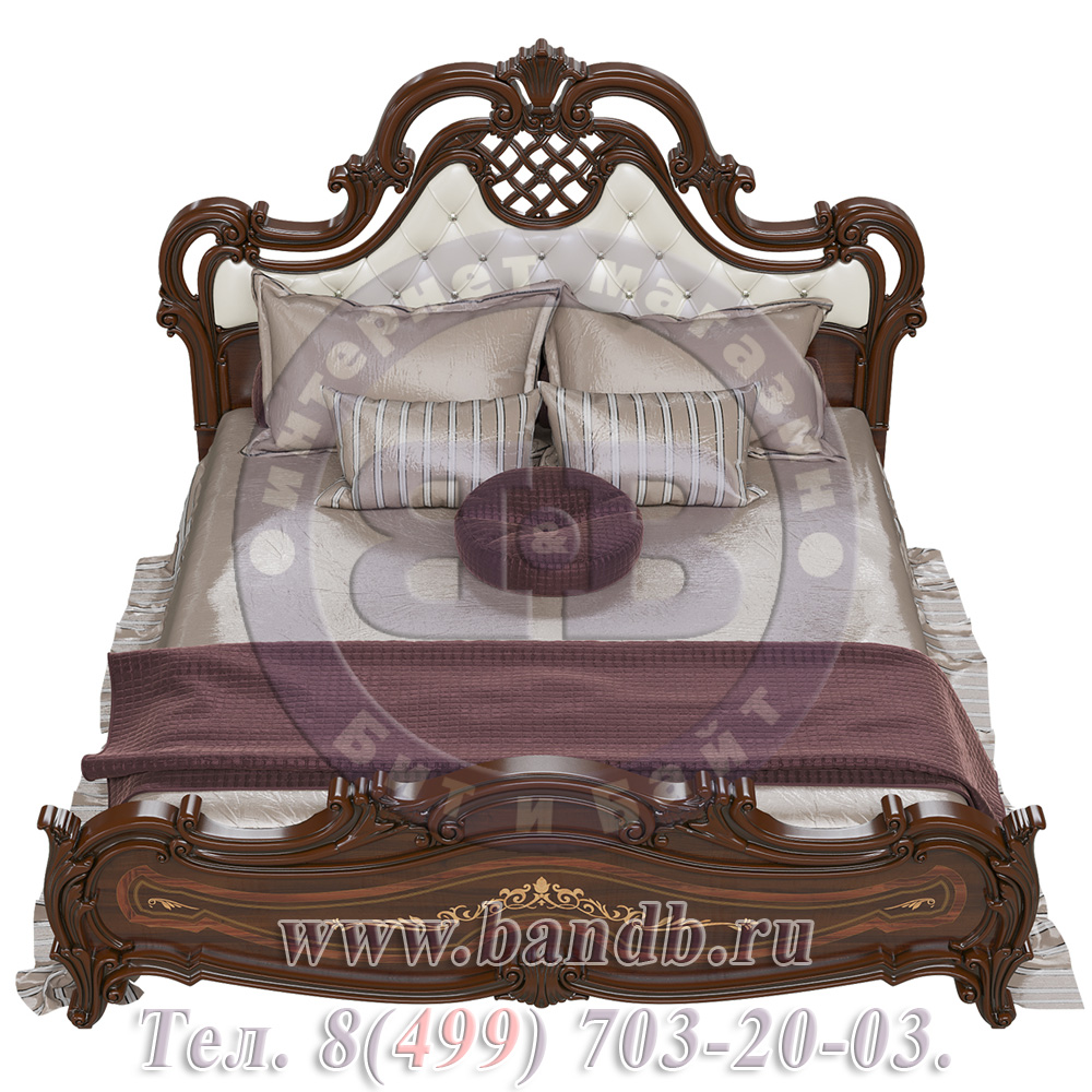 Двуспальная кровать 1800 с мягким изголовьем Грация цвет орех тайский Картинка № 3