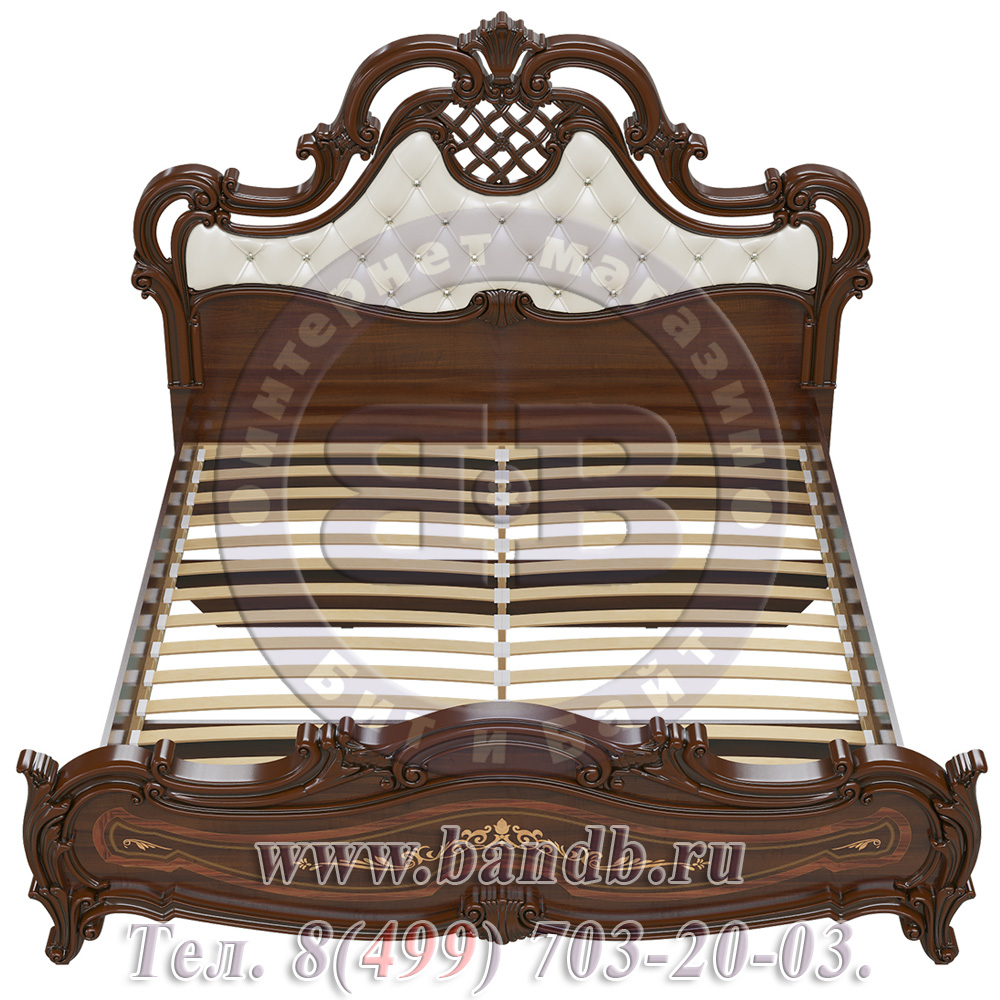 Двуспальная кровать 1800 с мягким изголовьем Грация цвет орех тайский Картинка № 4