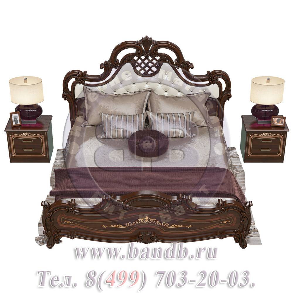 Спальня Грация орех тайский СГ-10МИ Кровать 1800 + две СГ-05 Тумбы прикроватных Картинка № 5