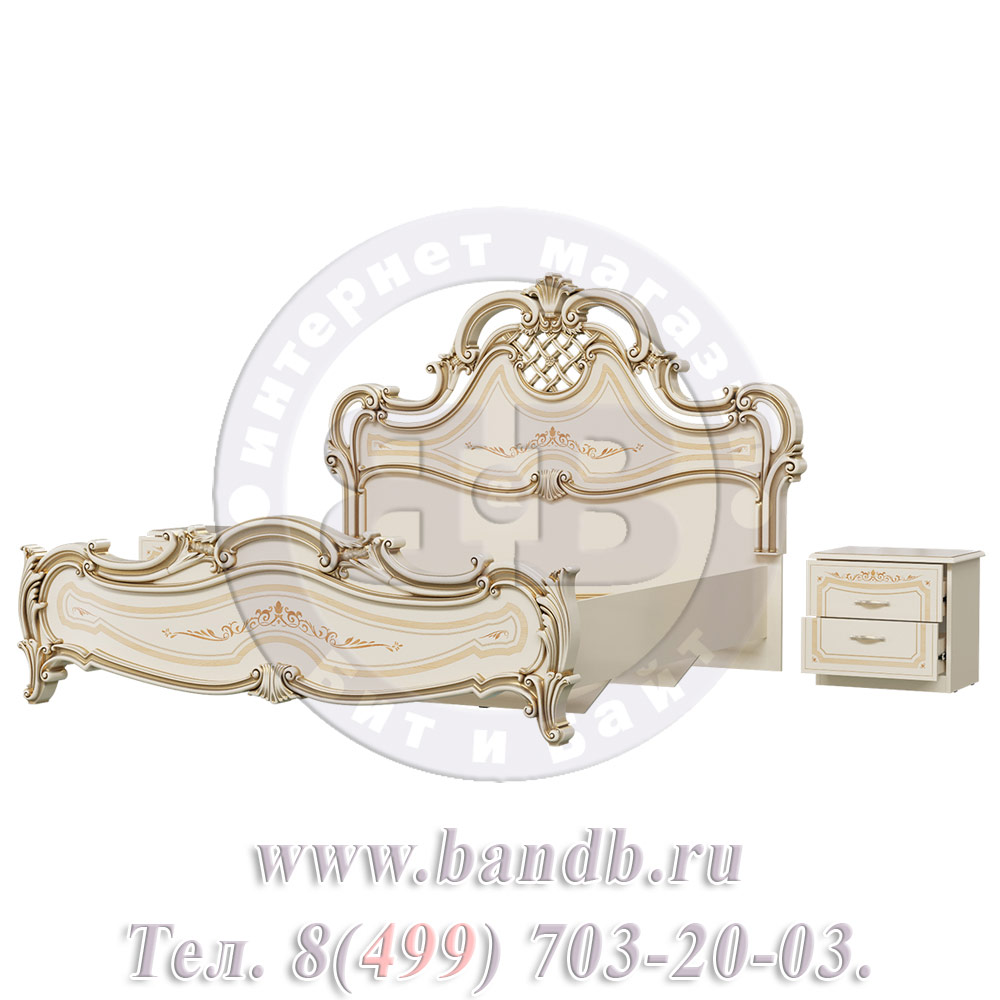 Кровать 1800 Грация с двумя прикроватными тумбами цвет слоновая кость Картинка № 4