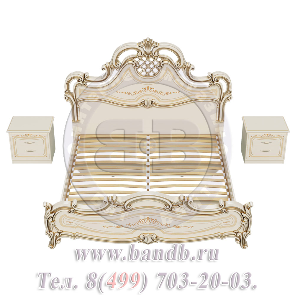 Кровать 1800 Грация с двумя прикроватными тумбами цвет слоновая кость Картинка № 7