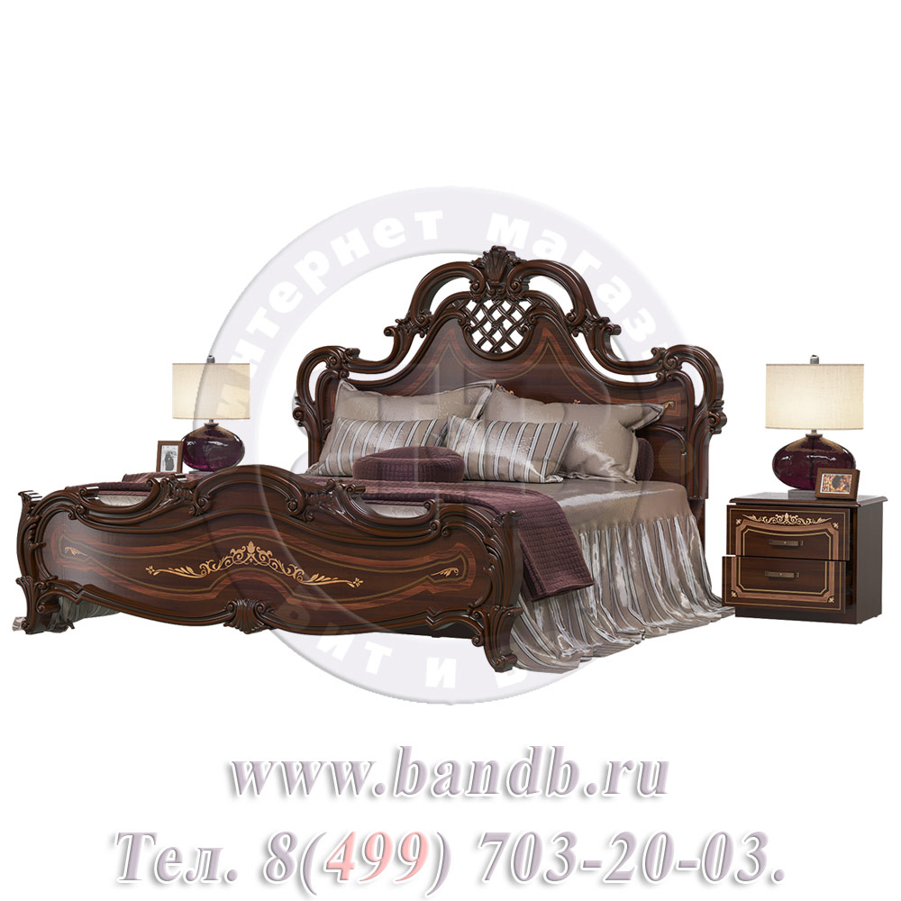 Кровать 1800 Грация с двумя прикроватными тумбами цвет орех тайский Картинка № 2