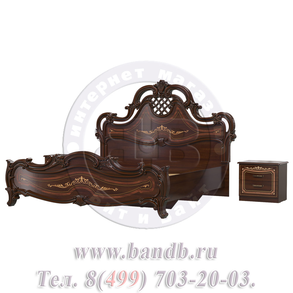 Кровать 1800 Грация с двумя прикроватными тумбами цвет орех тайский Картинка № 3