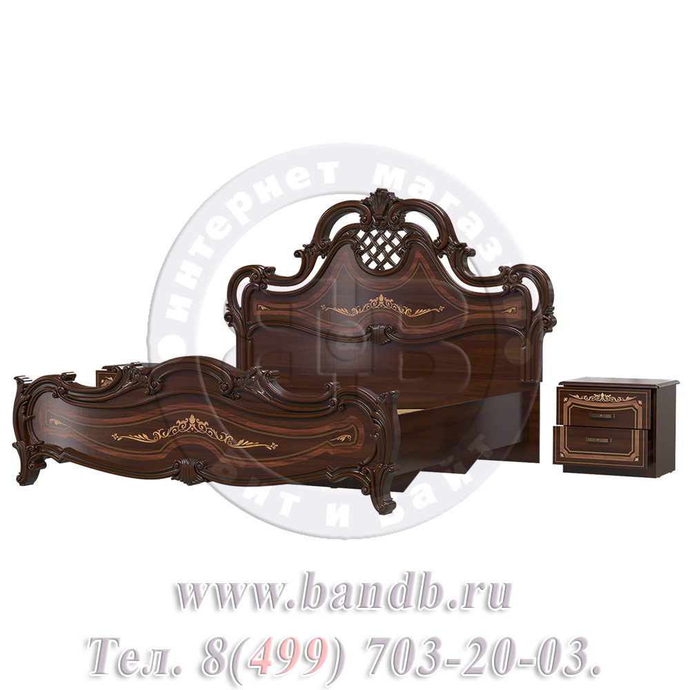 Кровать 1800 Грация с двумя прикроватными тумбами цвет орех тайский Картинка № 4