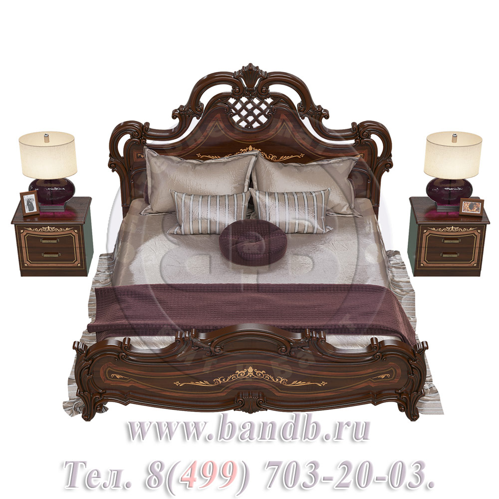 Спальня Грация орех тайский СГ-10Ш Кровать 1800 + две СГ-05 Тумбы прикроватных Картинка № 5