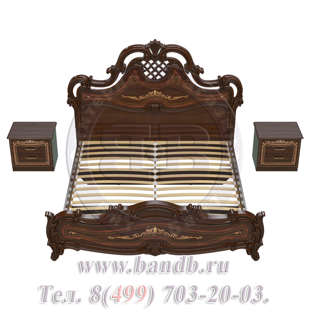 Кровать 1800 Грация с двумя прикроватными тумбами цвет орех тайский Картинка № 7
