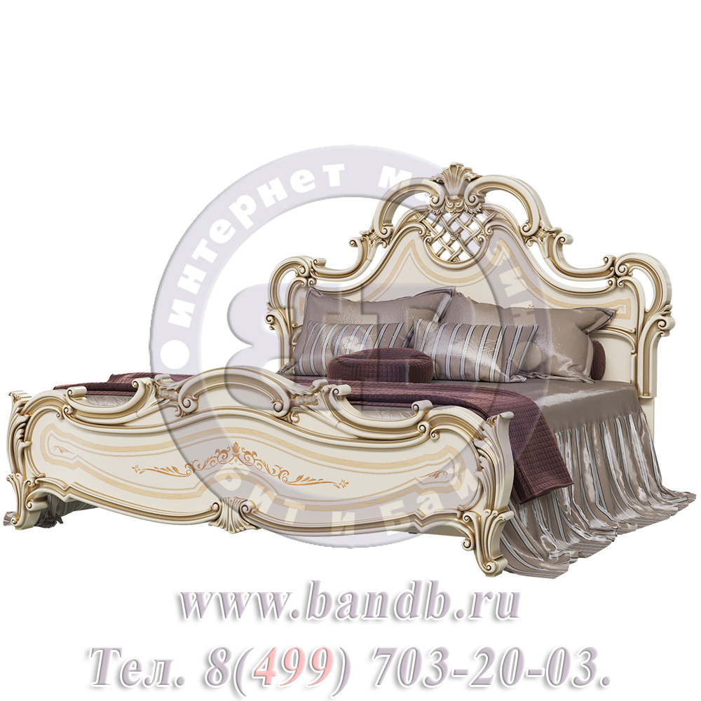 Кровать 1800 Грация с двумя прикроватными тумбами цвет слоновая кость Картинка № 9