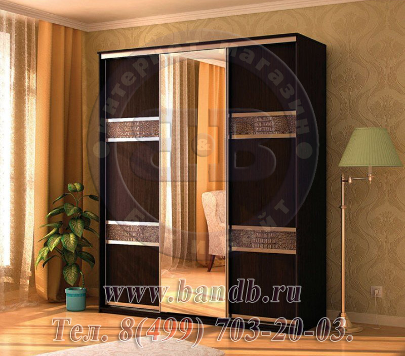 Шкаф-купе Мэри Де-Люкс 1800 3-х дверный, цвет дуб венге/двери № 7 Картинка № 6