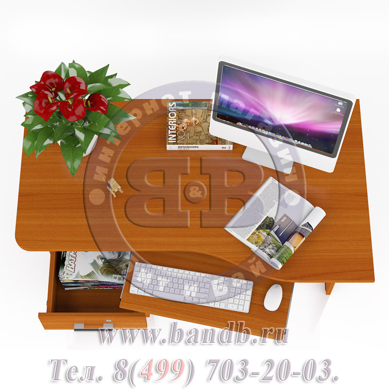 Стол письменный с тумбой МД 1.04ПТ вишня, универсальная сборка Картинка № 8