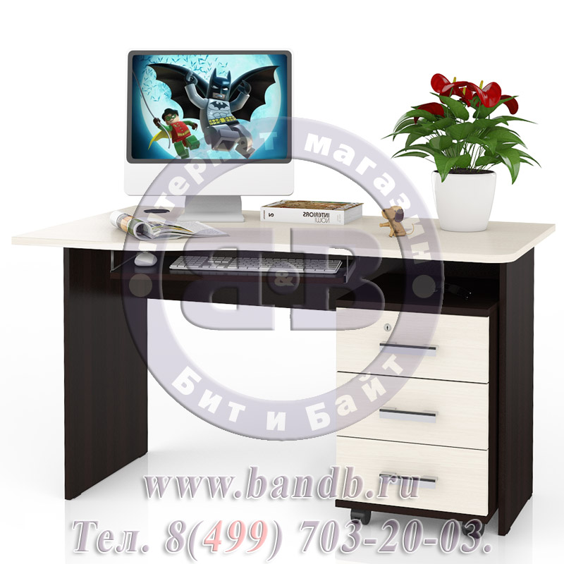 Стол письменный с тумбой МД 1.04ПТ венге/дуб, универсальная сборка Картинка № 5