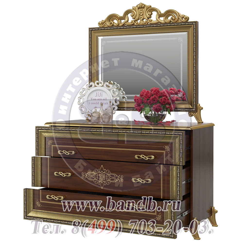 Спальня Версаль орех тайский Комод с Зеркалом с короной Картинка № 2
