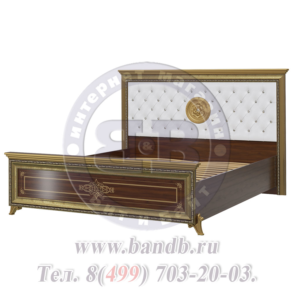 Двуспальная кровать с мягким изголовьем Версаль 1600 цвет орех тайский Картинка № 2