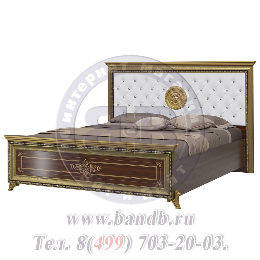 Спальня Версаль орех тайский Кровать 1600 мягкое изголовье с двумя Тумбами Картинка № 10