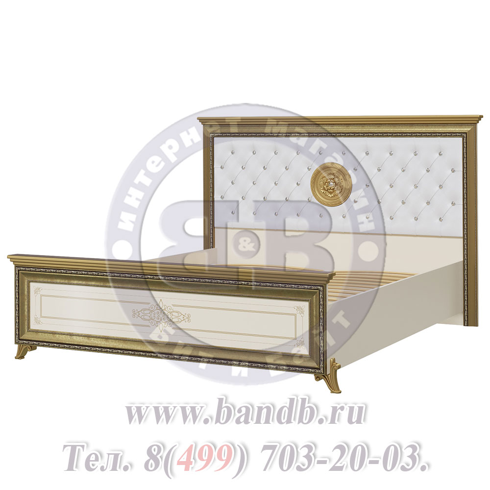 Двуспальная кровать с мягким изголовьем Версаль 1600 цвет слоновая кость Картинка № 2