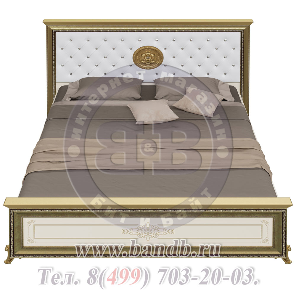 Двуспальная кровать с мягким изголовьем Версаль 1600 цвет слоновая кость Картинка № 3