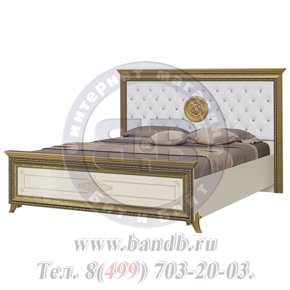 Кровать двуспальная мягкое изголовье + две тумбы Версаль 1600 цвет слоновая кость Картинка № 10