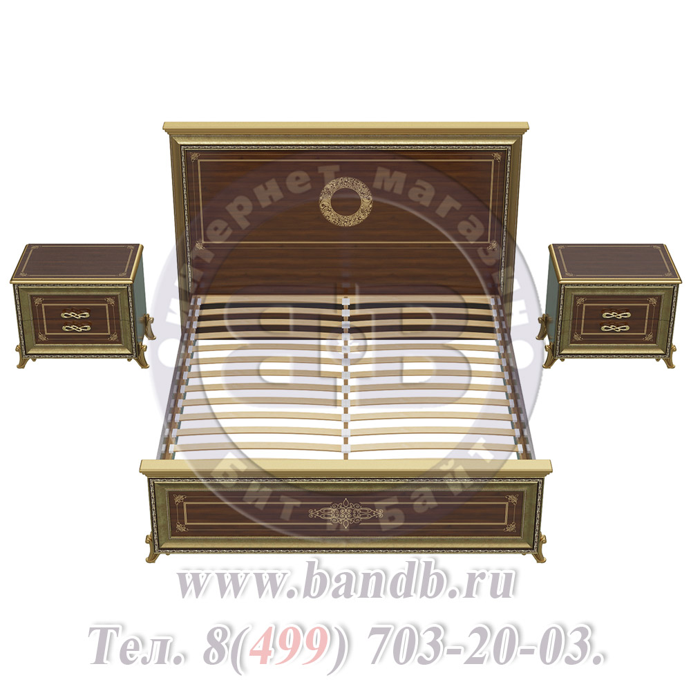 Спальня Версаль орех тайский Кровать 1600 изголовье шелкография с двумя Тумбами Картинка № 7