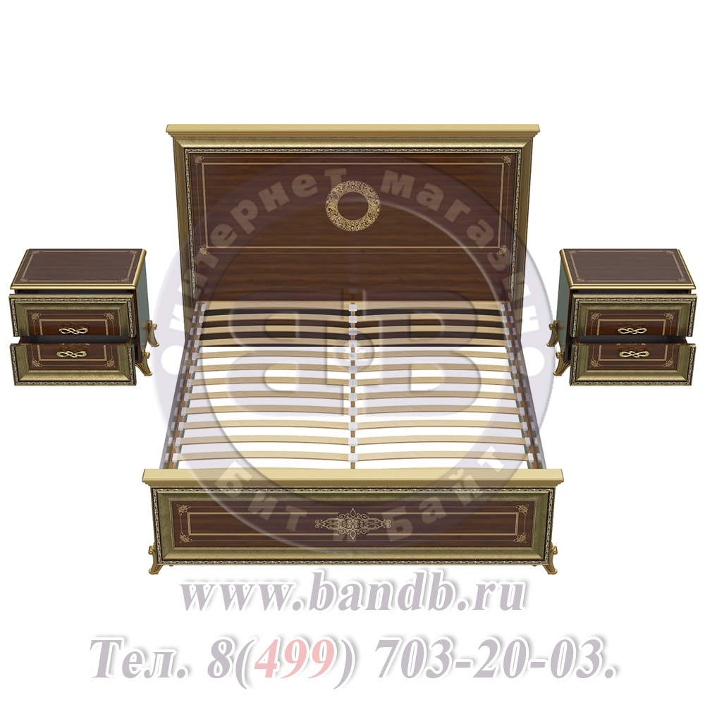 Спальня Версаль орех тайский Кровать 1600 изголовье шелкография с двумя Тумбами Картинка № 8