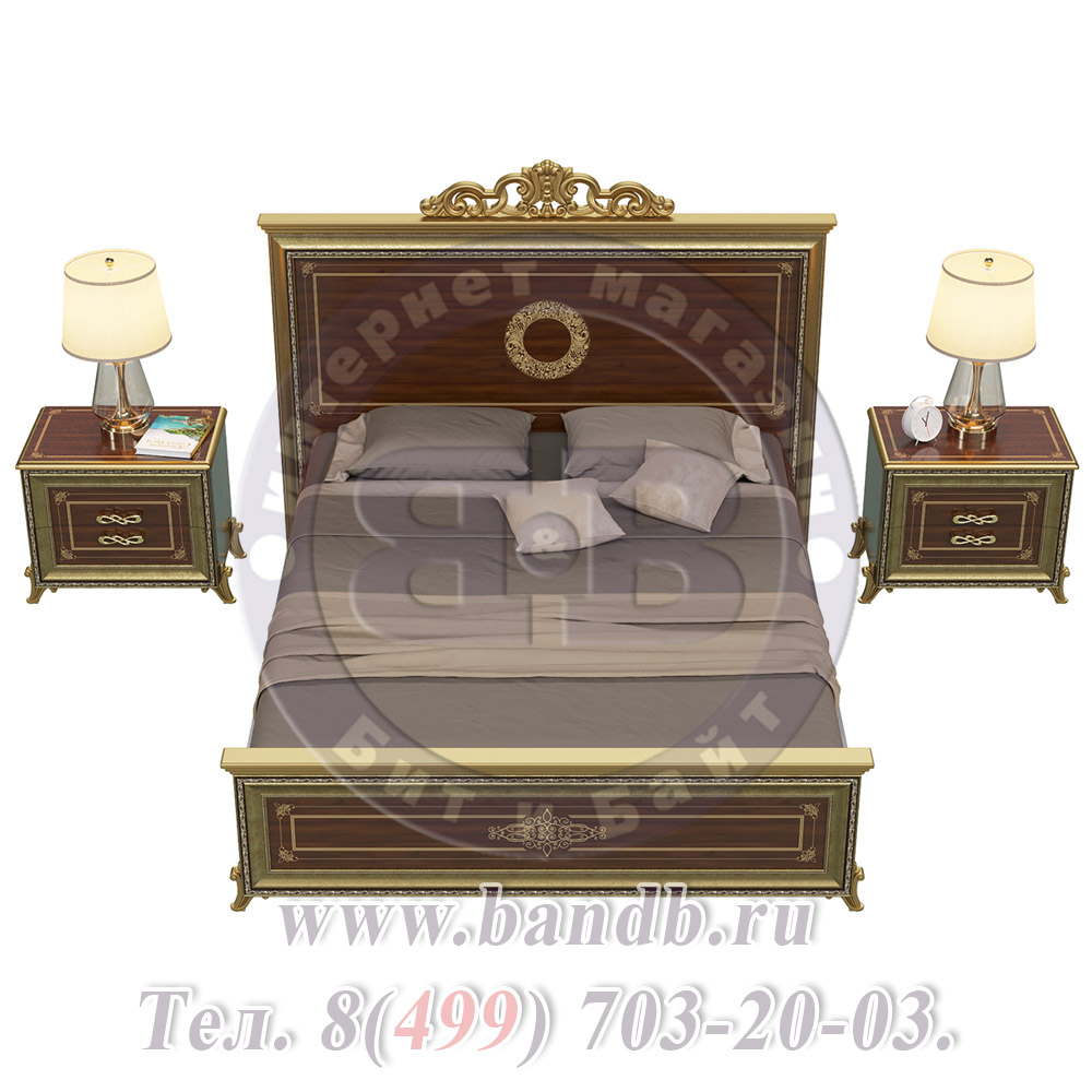 Спальня Версаль орех тайский Кровать 1600 с короной изголовье шелкография с двумя Тумбами Картинка № 5
