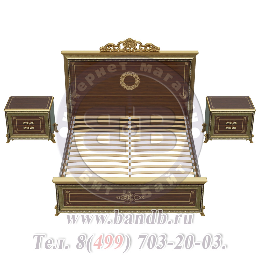 Спальня Версаль орех тайский Кровать 1600 с короной изголовье шелкография с двумя Тумбами Картинка № 7