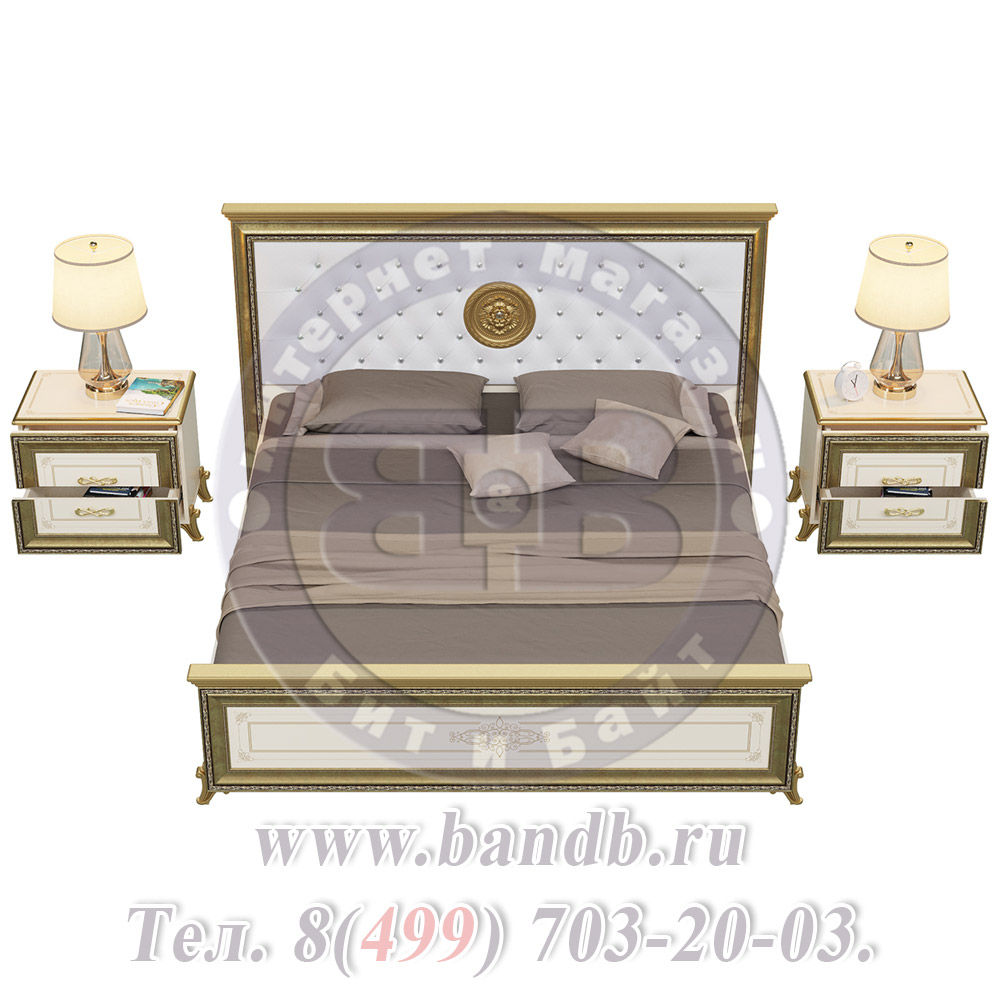 Спальня Версаль слоновая кость Кровать 1800 мягкое изголовье с двумя Тумбами Картинка № 6