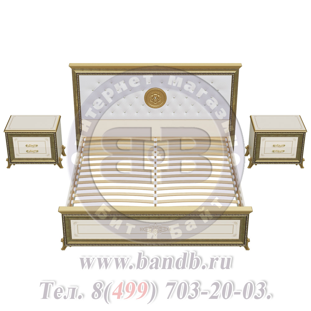 Спальня Версаль слоновая кость Кровать 1800 мягкое изголовье с двумя Тумбами Картинка № 7
