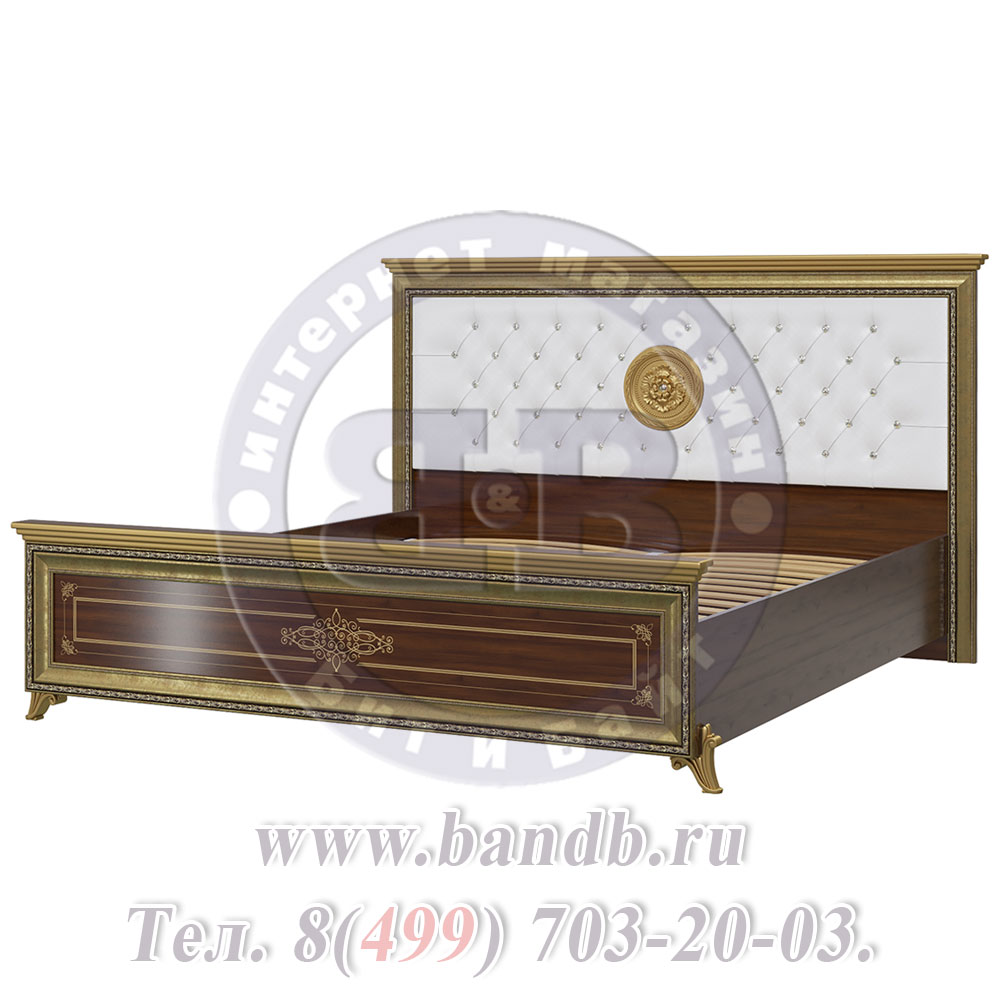 Кровать двуспальная 1800 Версаль мягкое изголовье цвет орех тайский Картинка № 2