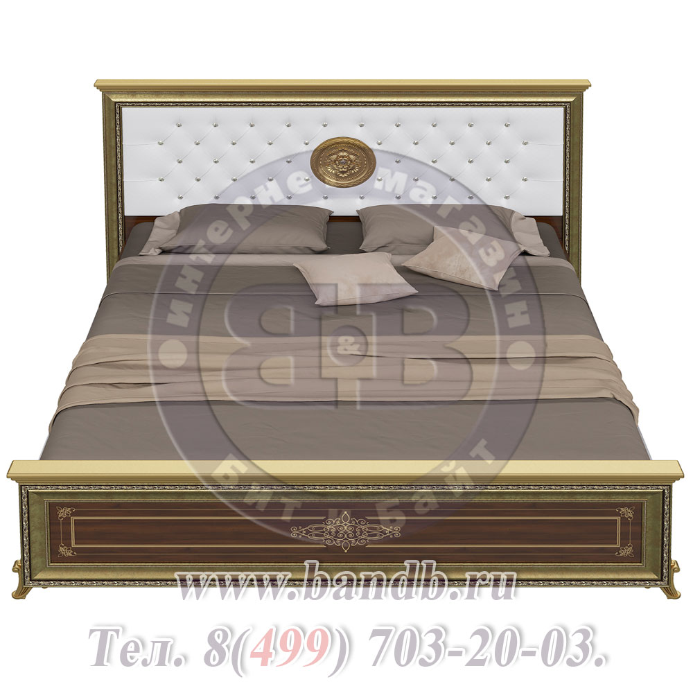 Кровать двуспальная 1800 Версаль мягкое изголовье цвет орех тайский Картинка № 3