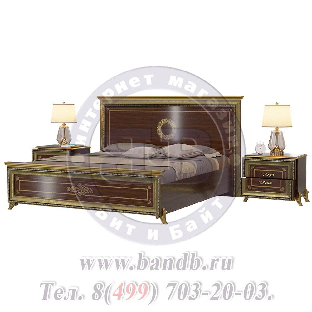 Кровать двуспальная 1800 + две тумбы Версаль СВ-04Ш цвет орех тайский Картинка № 2