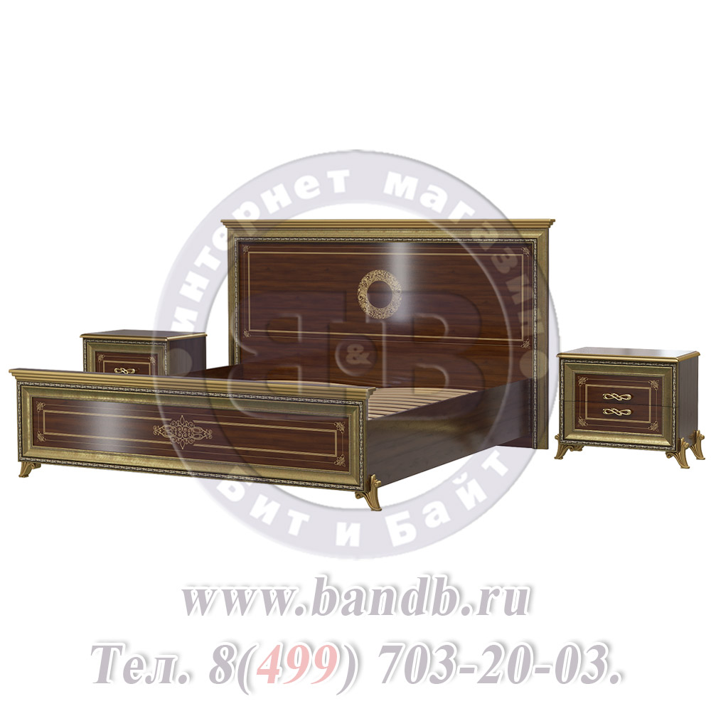 Кровать двуспальная 1800 + две тумбы Версаль СВ-04Ш цвет орех тайский Картинка № 3