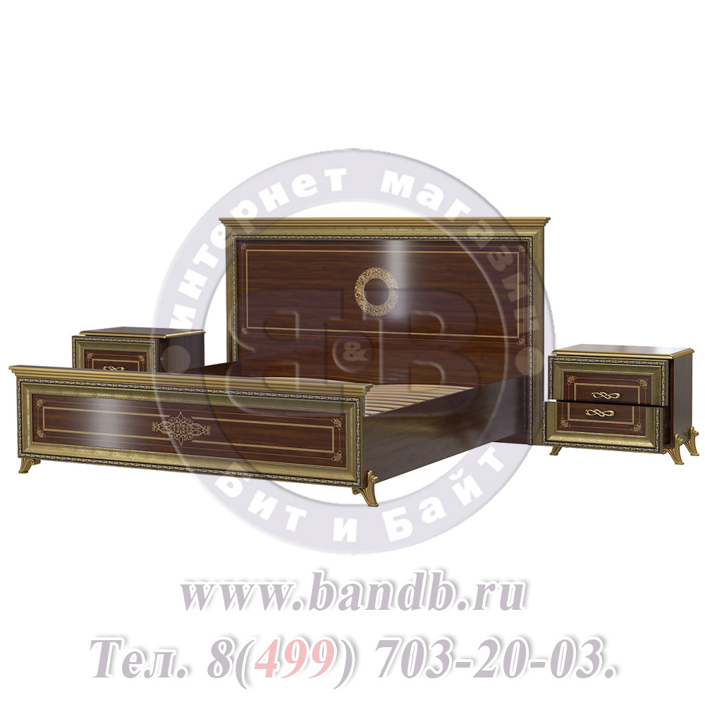 Кровать двуспальная 1800 + две тумбы Версаль СВ-04Ш цвет орех тайский Картинка № 4