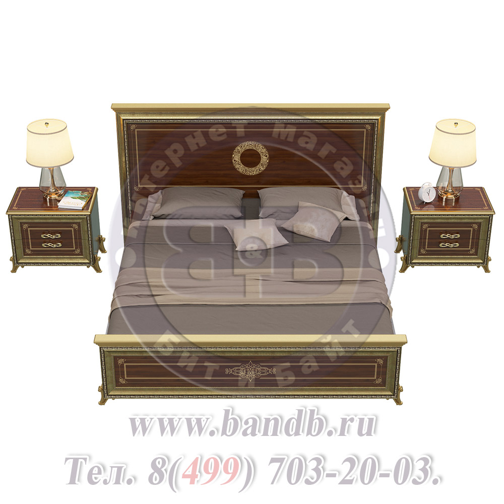 Спальня Версаль орех тайский Кровать 1800 изголовье шелкография с двумя Тумбами Картинка № 5
