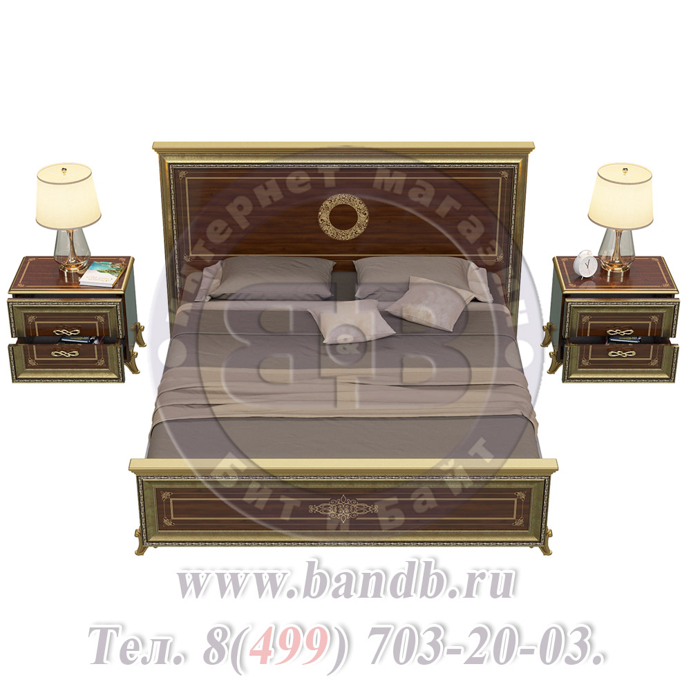 Кровать двуспальная 1800 + две тумбы Версаль СВ-04Ш цвет орех тайский Картинка № 6