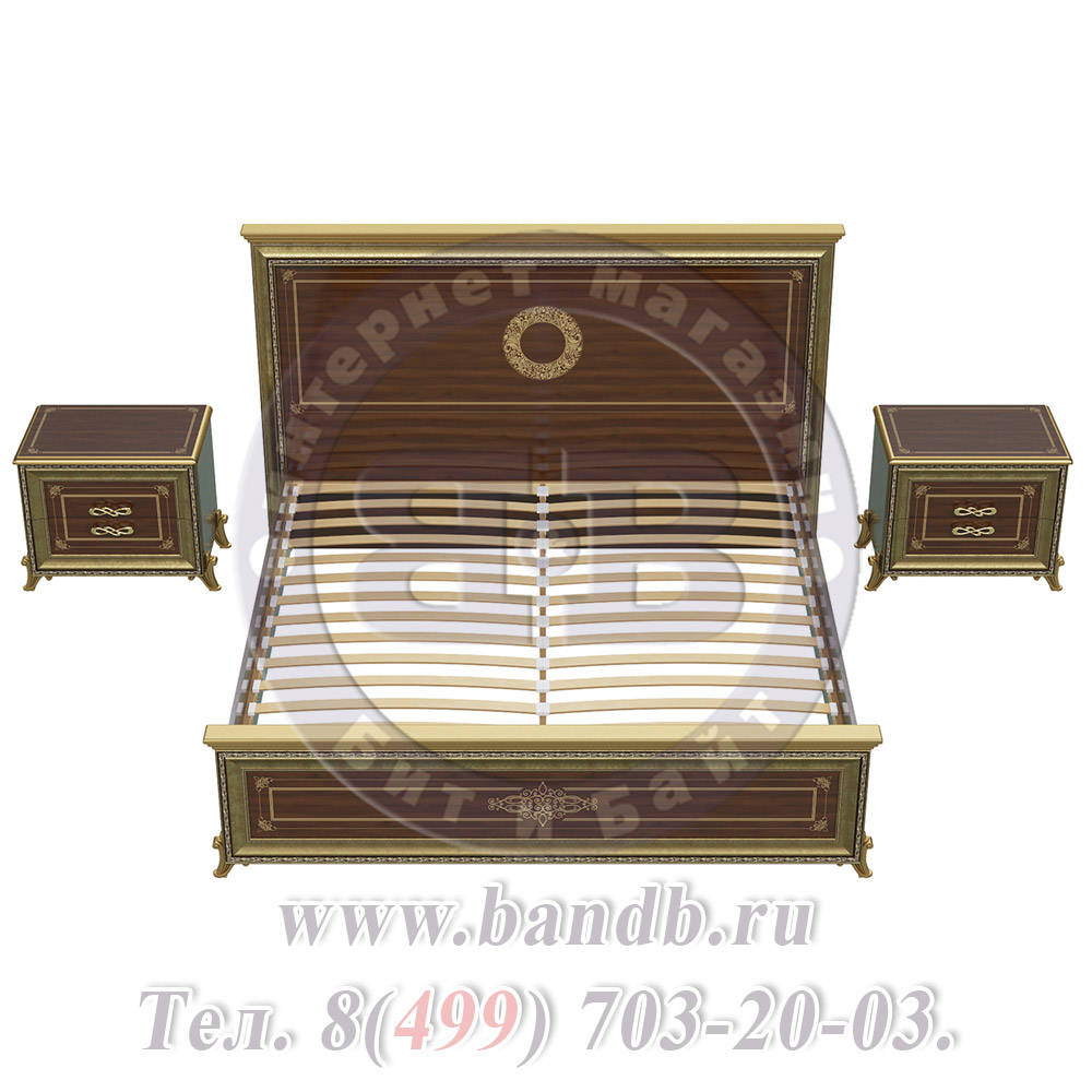 Спальня Версаль орех тайский Кровать 1800 изголовье шелкография с двумя Тумбами Картинка № 7