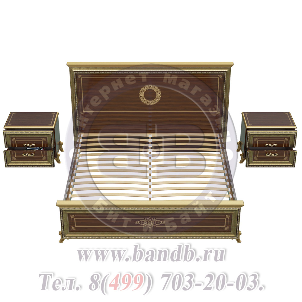 Кровать двуспальная 1800 + две тумбы Версаль СВ-04Ш цвет орех тайский Картинка № 8