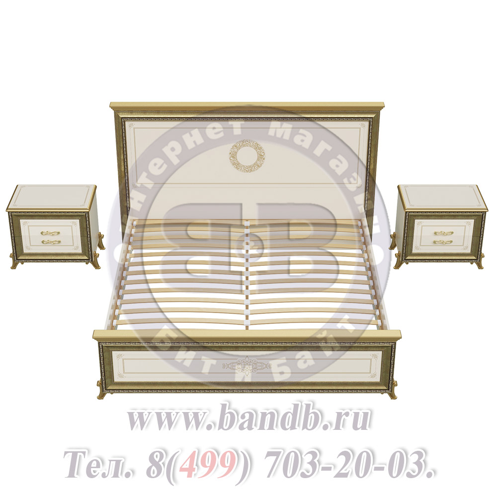 Кровать двуспальная 1800 + две тумбы Версаль СВ-04Ш цвет слоновая кость Картинка № 7