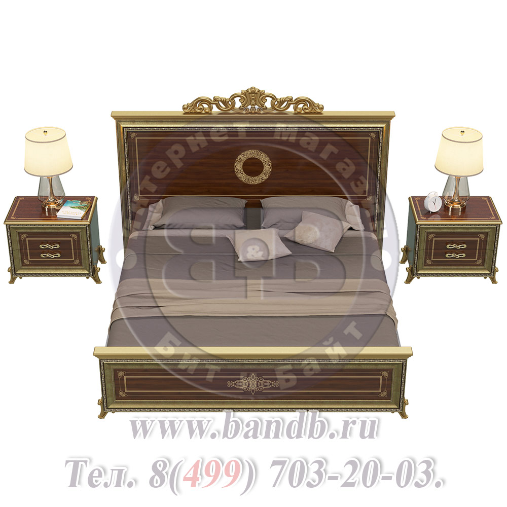 Спальня Версаль орех тайский Кровать 1800 с короной изголовье шелкография с двумя Тумбами Картинка № 5