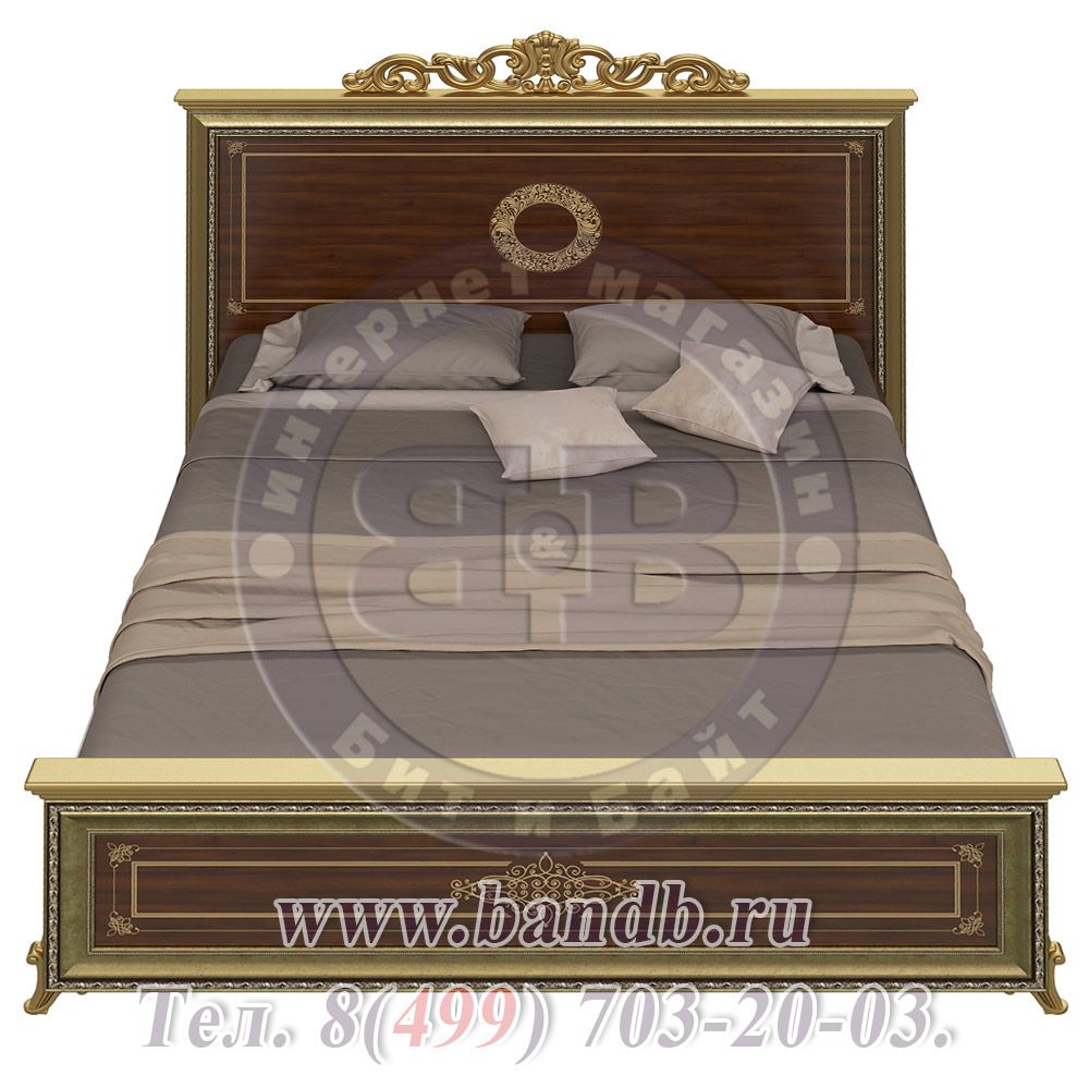 Спальня Версаль орех тайский Кровать 1600 с короной изголовье шелкография Картинка № 3