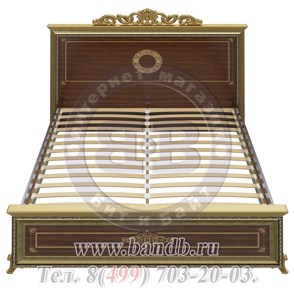 Спальня Версаль орех тайский Кровать 1600 с короной изголовье шелкография Картинка № 4