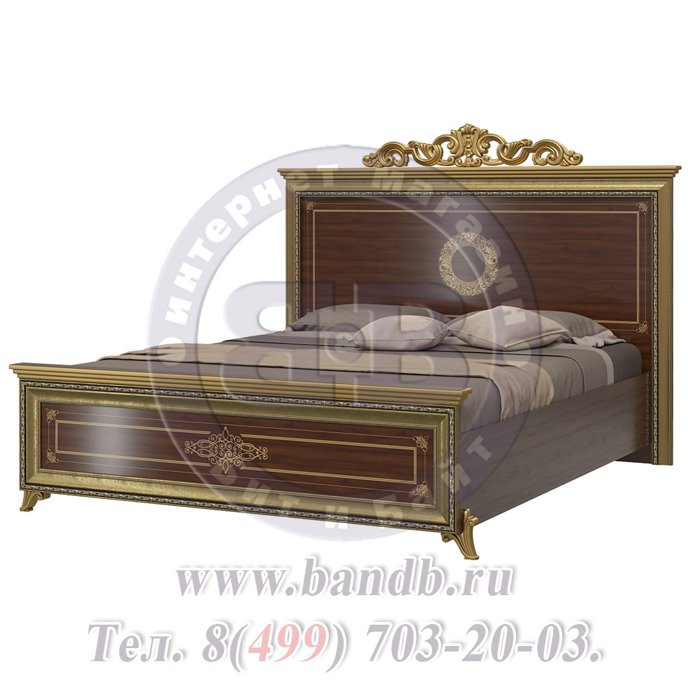 Спальня Версаль орех тайский Кровать 1600 с короной изголовье шелкография с двумя Тумбами Картинка № 10