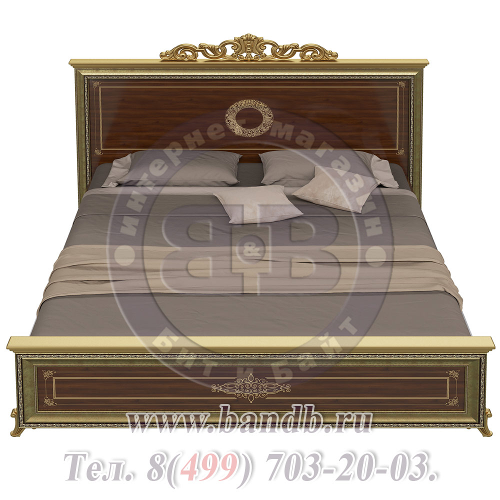 Спальня Версаль орех тайский Кровать 1800 с короной изголовье шелкография Картинка № 3