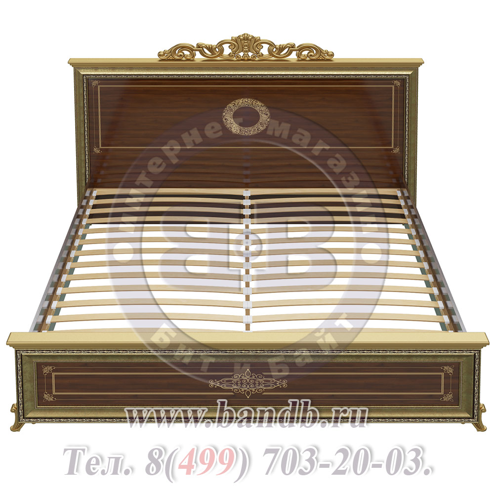 Спальня Версаль орех тайский Кровать 1800 с короной изголовье шелкография Картинка № 4