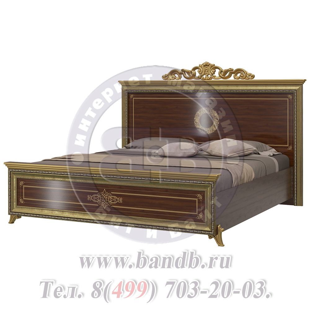 Спальня Версаль орех тайский Кровать 1800 с короной изголовье шелкография с двумя Тумбами Картинка № 10