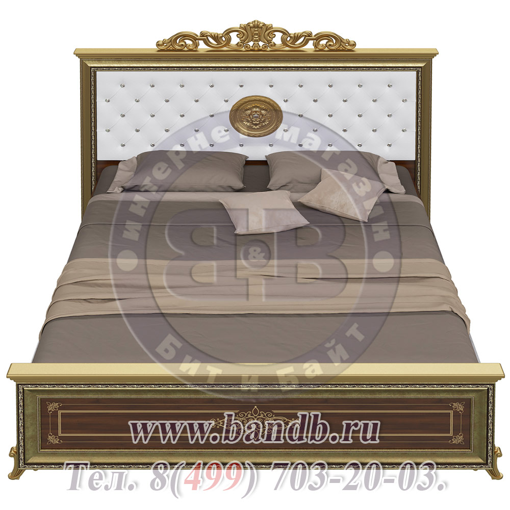 Спальня Версаль орех тайский Кровать 1600 с короной мягкое изголовье Картинка № 3