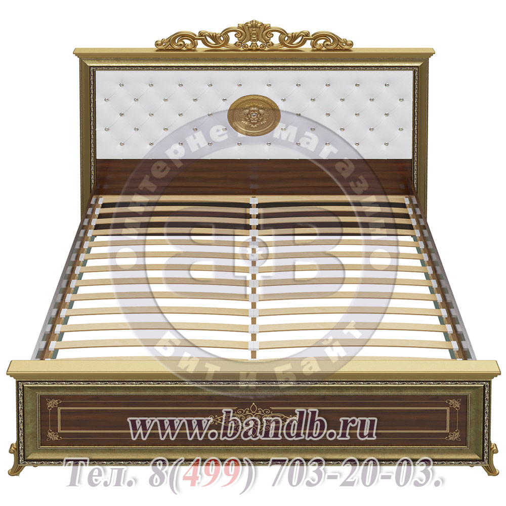 Спальня Версаль орех тайский Кровать 1600 с короной мягкое изголовье Картинка № 4