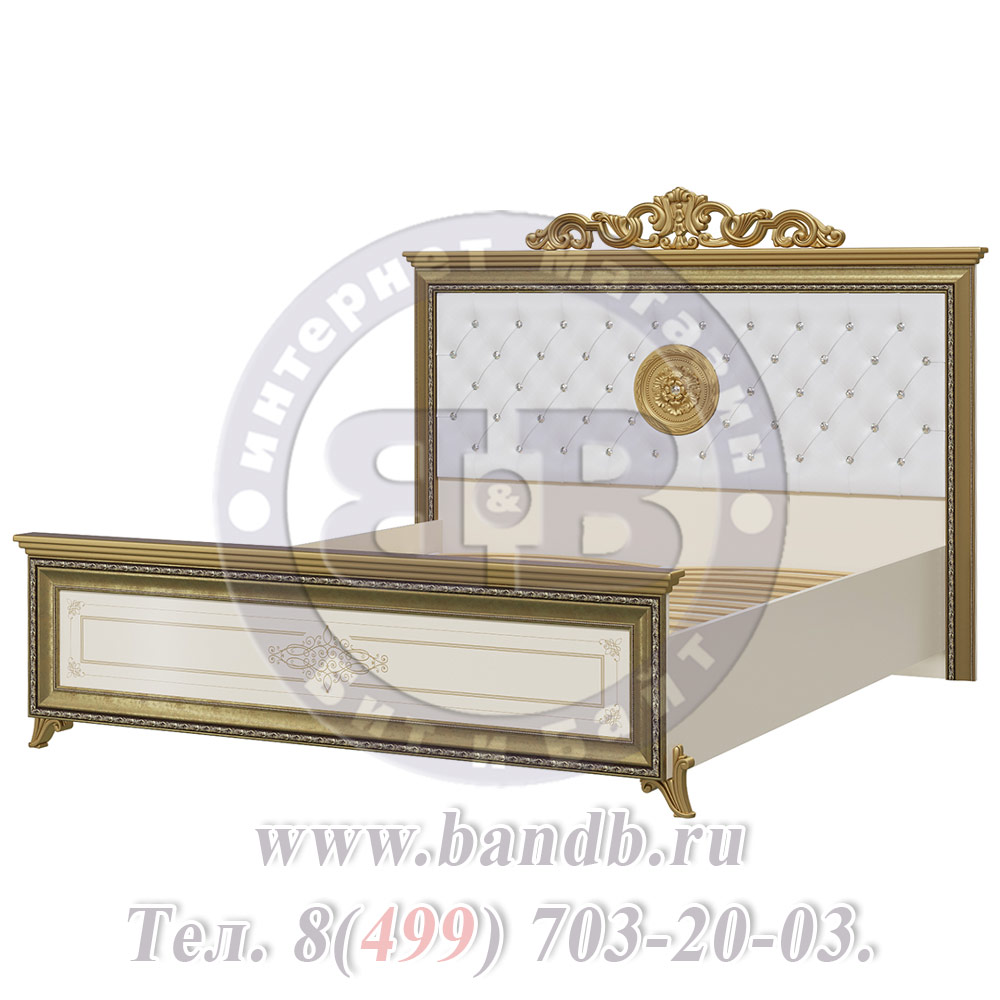 Спальня Версаль слоновая кость Кровать 1600 с короной мягкое изголовье Картинка № 2